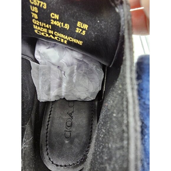 Coach NEW Lory Leather Bootie Womens Size 7 Black Studded Ankle Boots - Picture 12 of 14